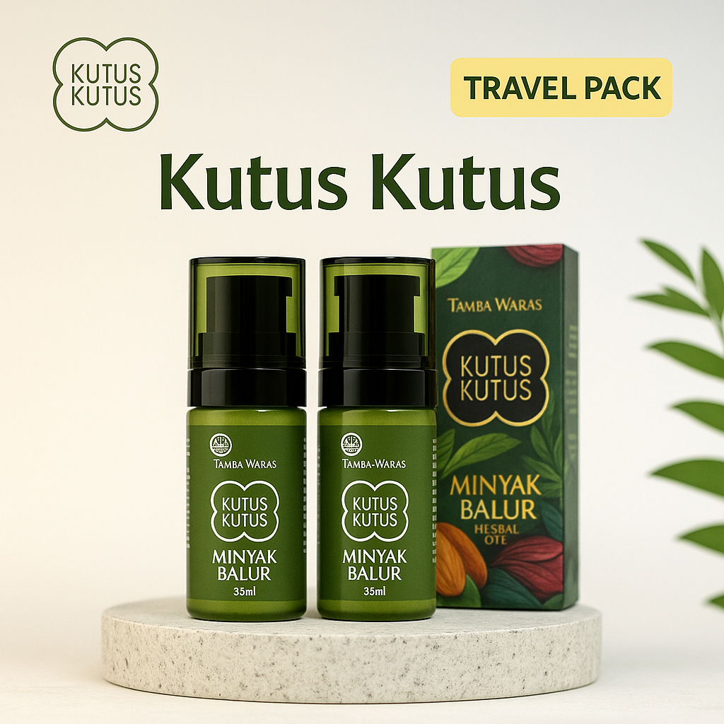 Travel Pack Kutus Kutus 2×35ml - Minyak Herbal Balur Alami untuk Pegal, Nyeri, & Capek Saat Bepergia