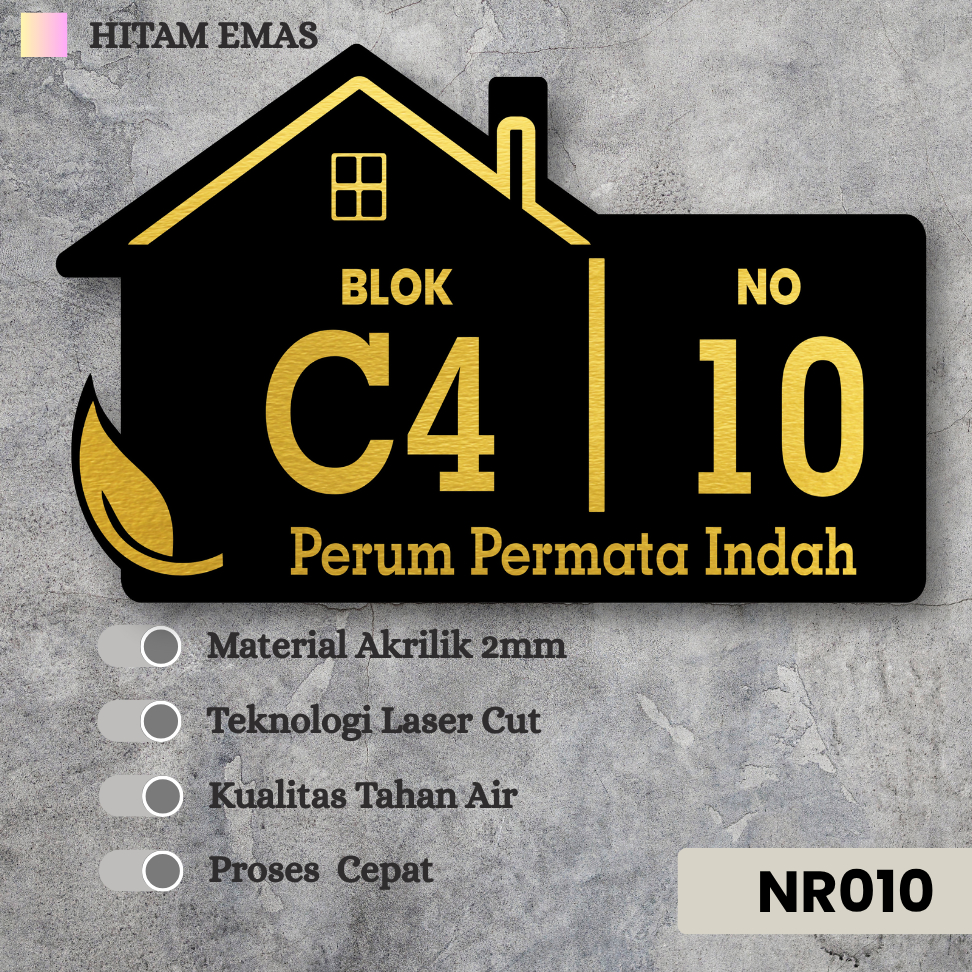 Nomor Rumah Akrilik Custom – Estetik | Plat Tempel Dinding | Tahan Air & Mewah