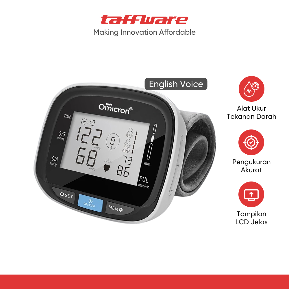 TaffOmicron Tensimeter Digital Pengukur Tekanan Darah Gula Darah - GUP-W5