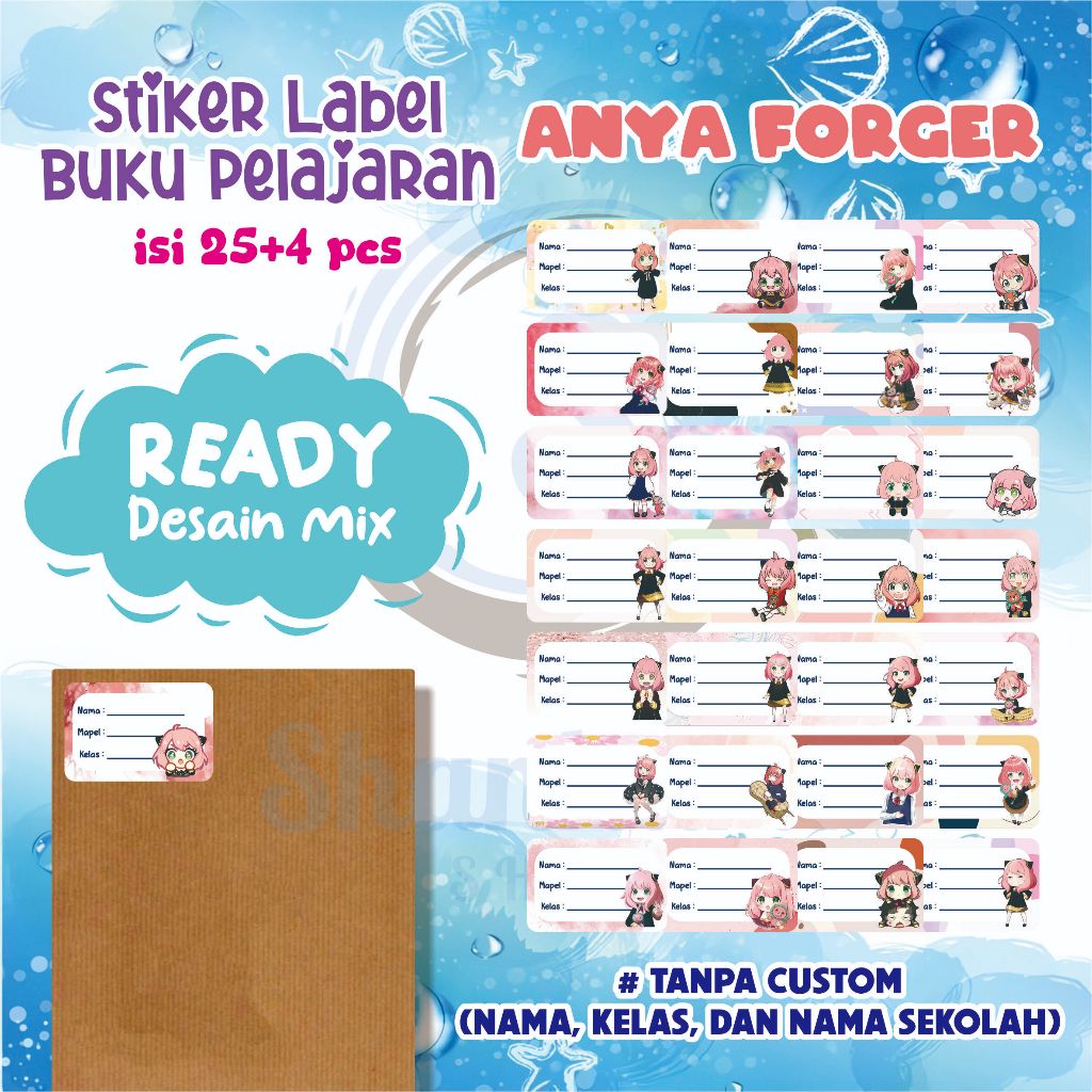 

( 25pcs ) Stiker Label Buku Pelajaran Ready Desain Mix ANYA FORGER | Stiker Mix Buku Murah | Stiker Buku Ready