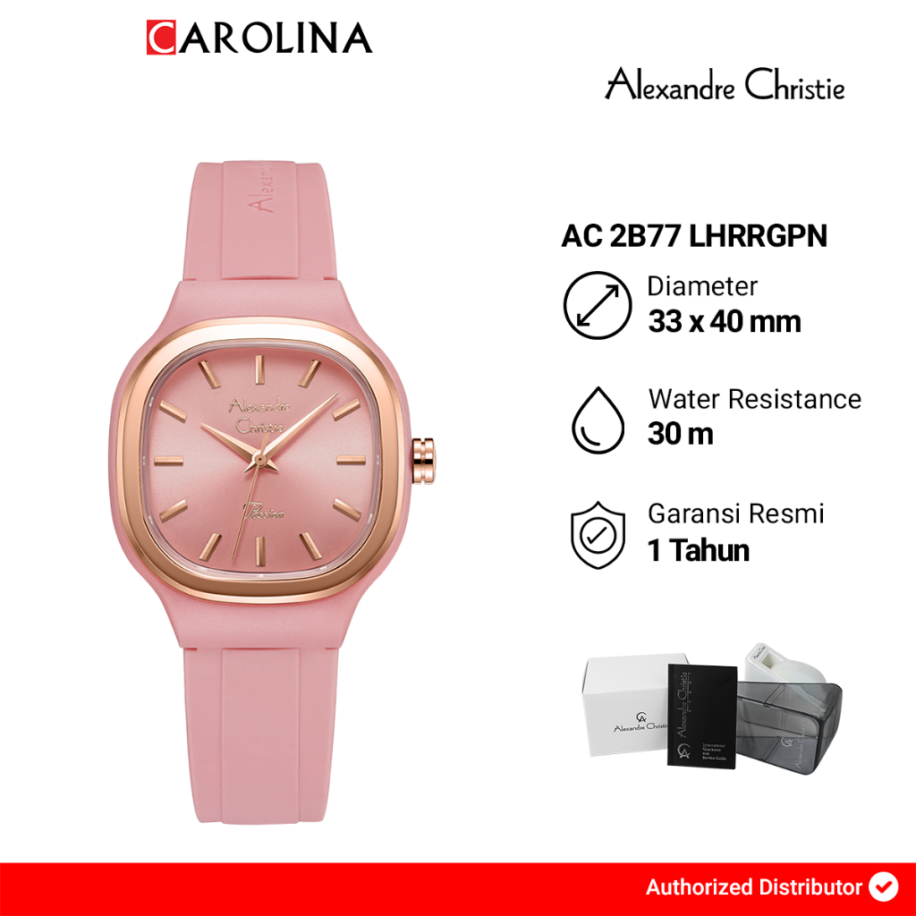 Jam Tangan Wanita Alexandre Christie Passion AC 2B77 LHRRGPN Pink Dial Pink Rubber Strap