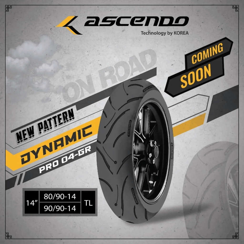 BAN ASCENDO DYNAMIC 90/90-14 MOTOR MATIC RING 14 TUBELESS ORI SNI