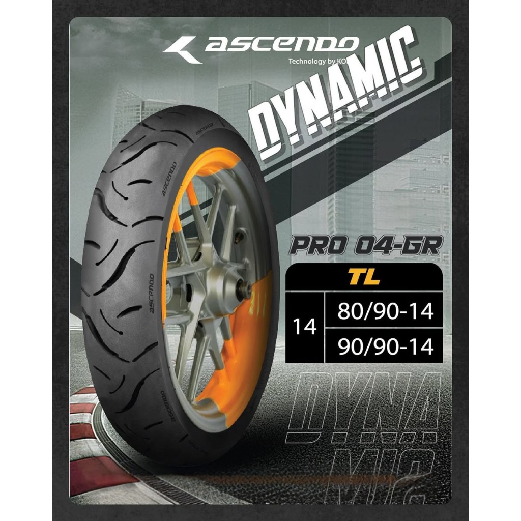 BAN ASCENDO DYNAMIC 80/90-14 Tubeless Motor Matic {FREE PENTIL}