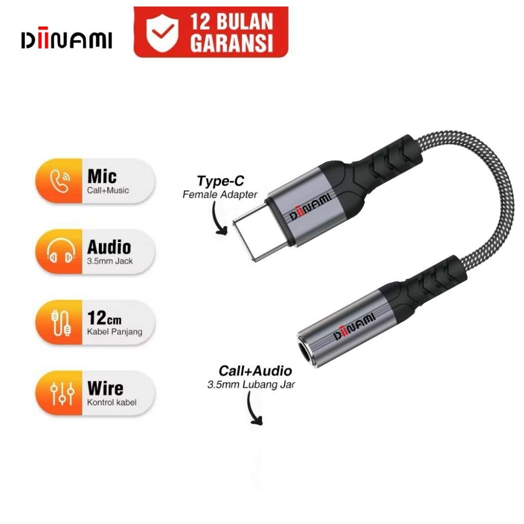 DIINAMI L-02 Converter Splitter Type C To Jack 3.5mm Audio Music dan Call