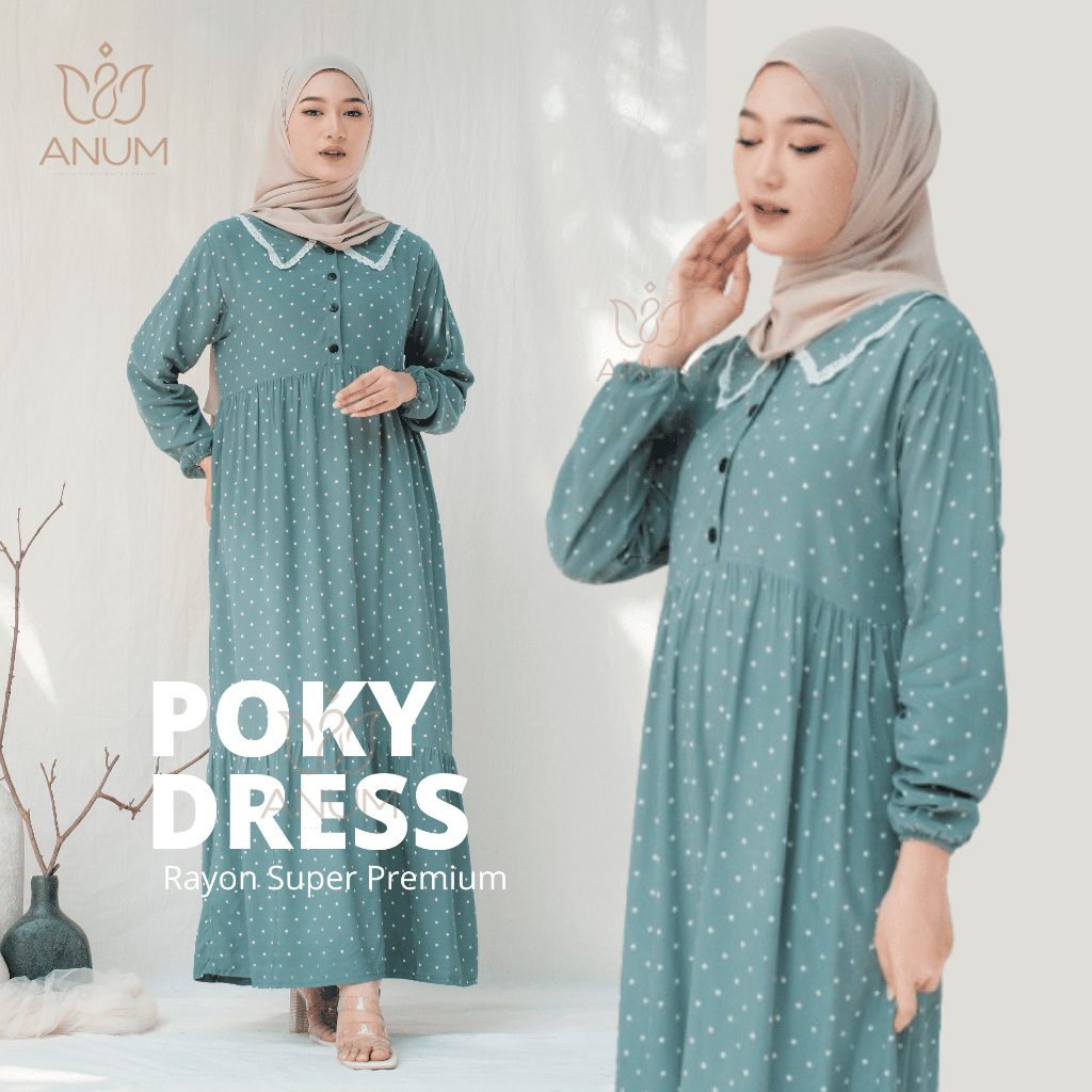 Gamis Poxy Maxy Bahan Rayon Grade A Kancing Depan Bumil Busui Motif Polkadot LD 110 LD 120