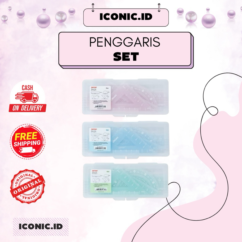 

Iconic.id - Penggaris Warna / Set penggaris Busur / Kit penggaris Isi 4