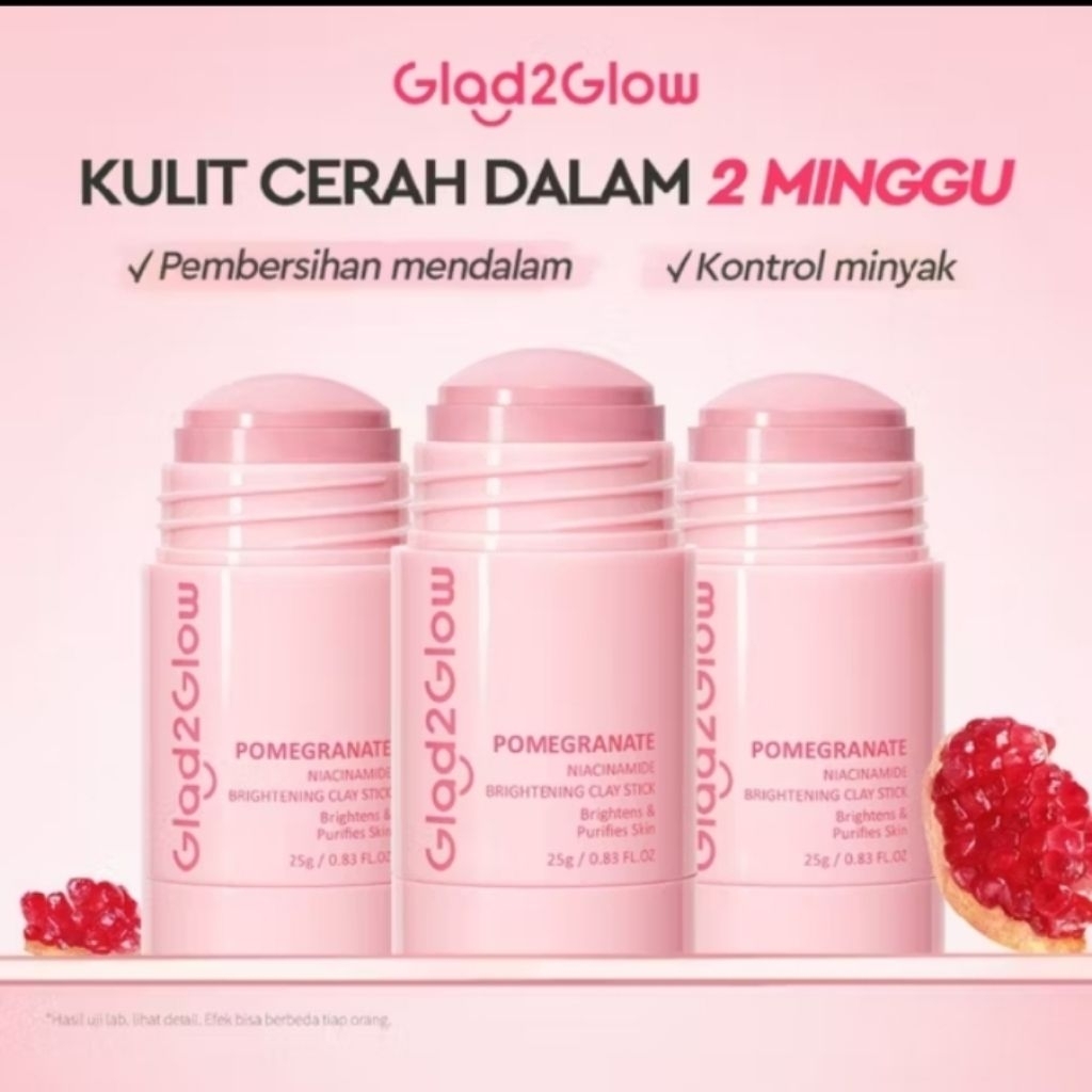 ❤️YuRiz97❤️ GlamGlow Pomegranate Niacinamide Brightening Clay Stick Wajah Face Cleansing Suck Salicy