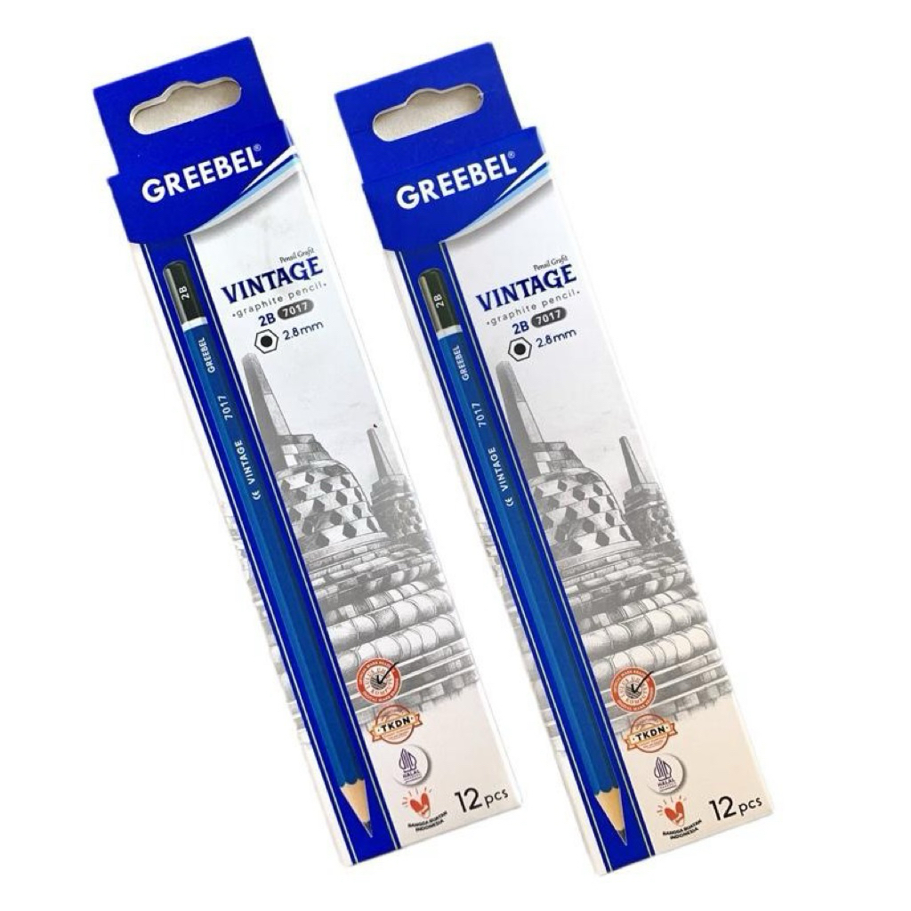 

1 PAK ISI 12 PCS PENSIL 2B GREEBEL VINTAGE 2.8mm / PENSIL UJIAN for computer
