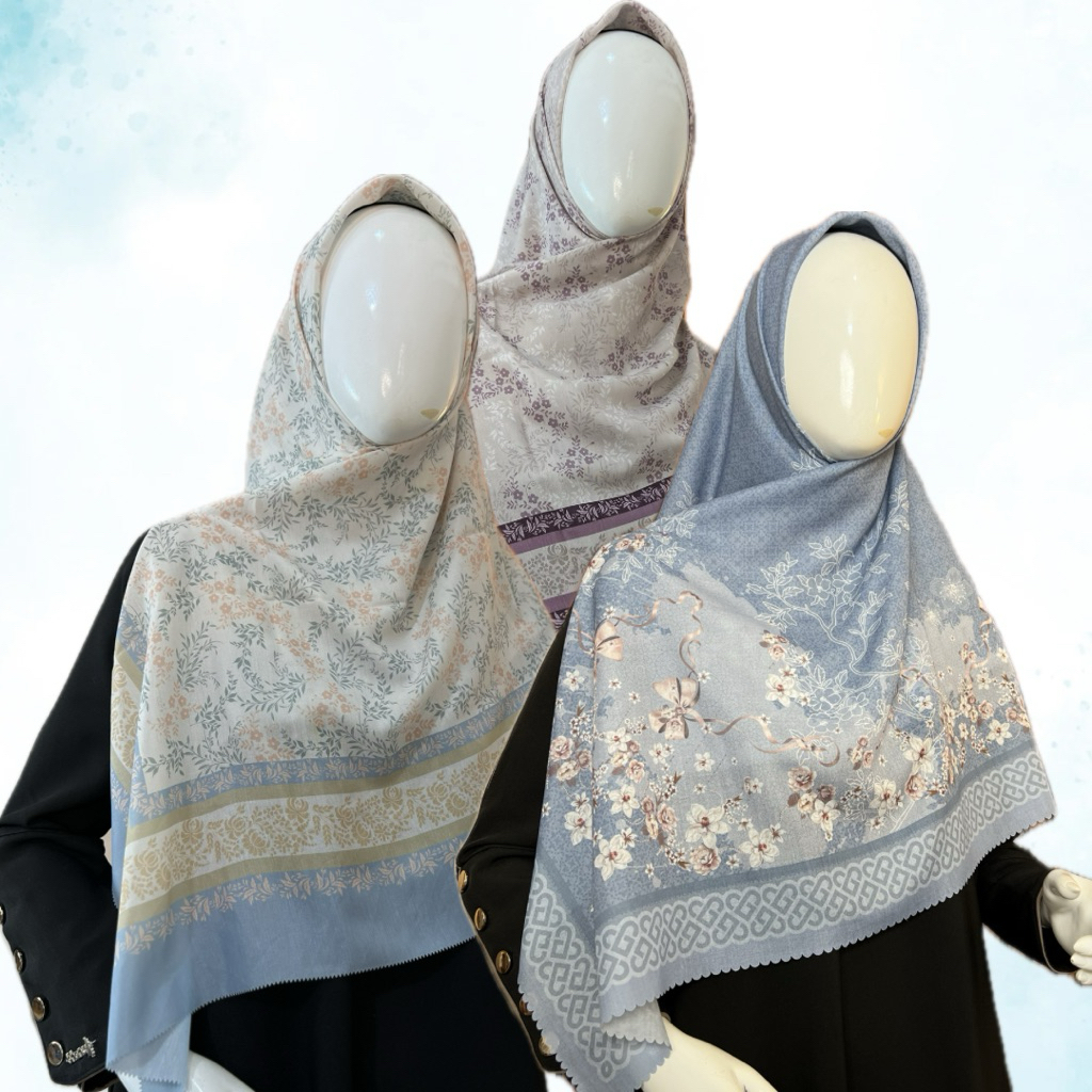 HIJAB SYARI VOAL MOTIF PREMIUM SEGIEMPAT JUMBO 125x125cm.