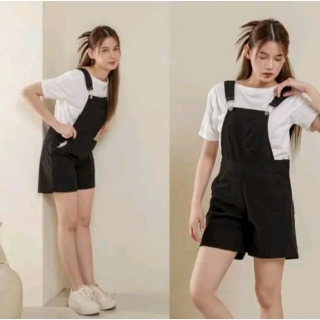 Overall jumpsuit jeans pendek baju kodok wanita remaja dan dewasa model trend fashion masa kini