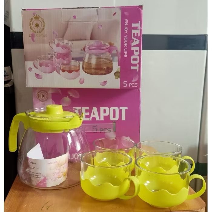 Teapot warna/Gelas tea/Gelas tamu/Teko dan gelas/Teko satu set/Teko set