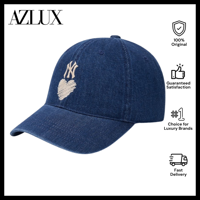 MLB Korea Denim Heart Unstructured Ball Cap - NY Blue