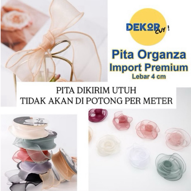 

[HARGA PER 1 METER DAN AKAN DIKIRIM UTUH TANPA DI POTONG] PITA ORGANZA IMPORT LEBAR 4CM KUALITAS PREMIUM / (bisa beli ecer per meter) / pita kado gift bouquet bunga dekorasi (YWS)