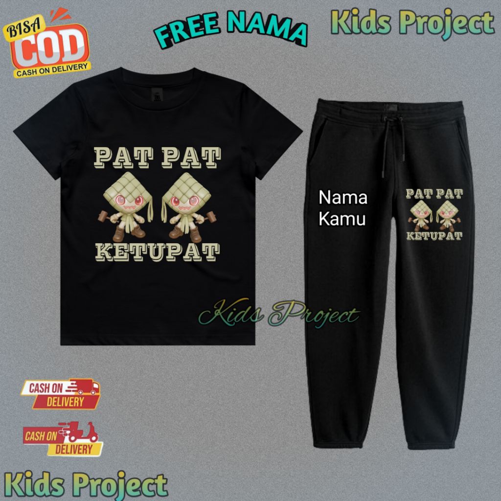 Baju Kaos Setelan Anak Anomali Pat Pat Ketupat