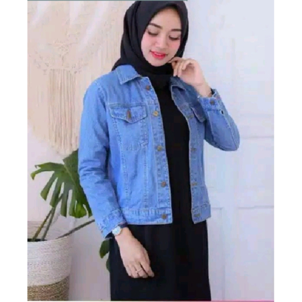 jaket jeans wanita hijab denim kekinian premium