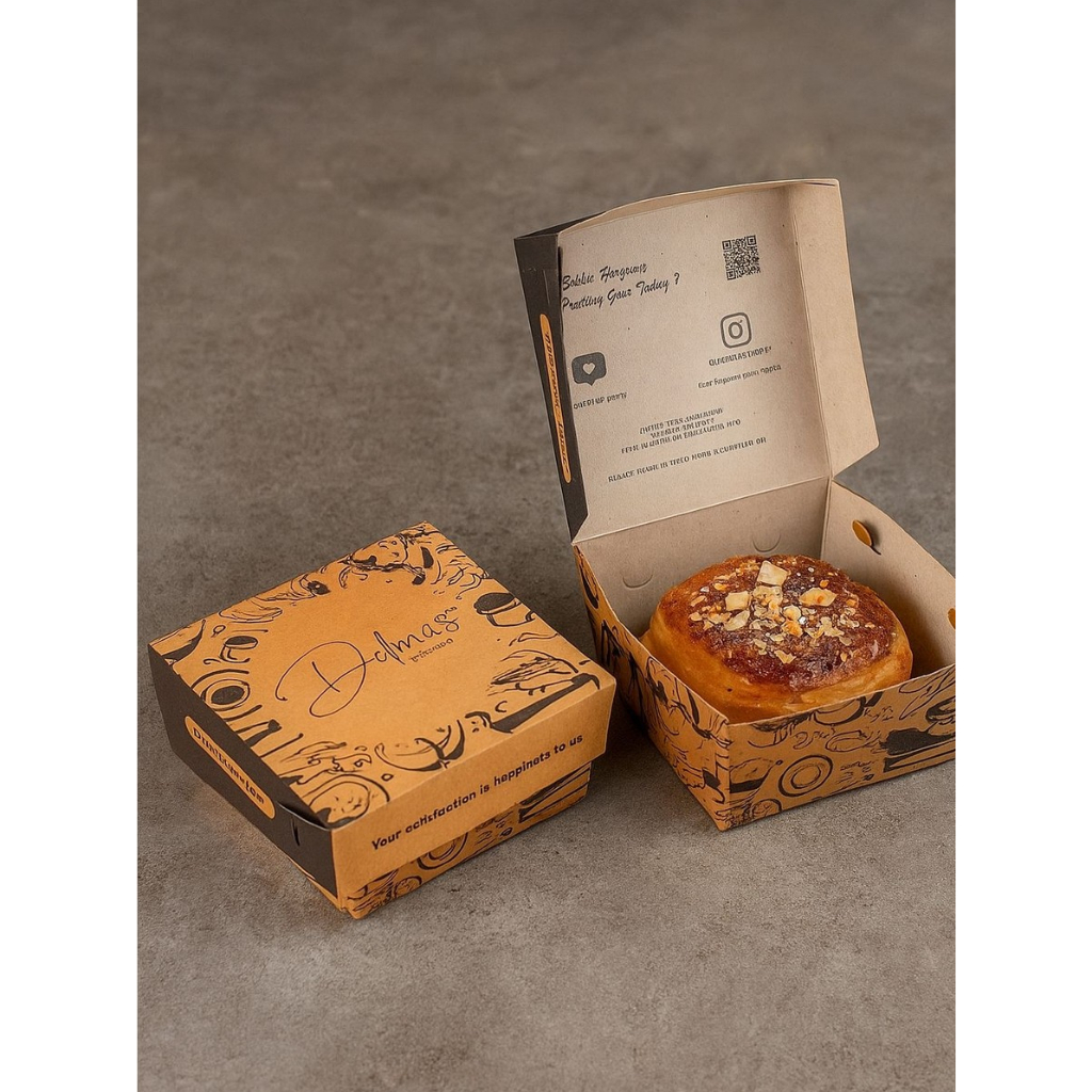 

Box Mini S Kraft | Kemasan Dimsum, takoyaki, Kue, Brownies, Snack | Free Desain & Laminasi Full
