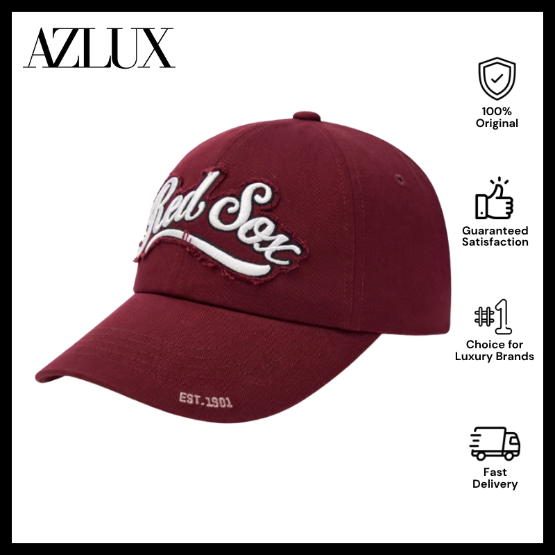 MLB Korea Varsity Vintage Cursive Damage Unstructured Ball Cap Wine