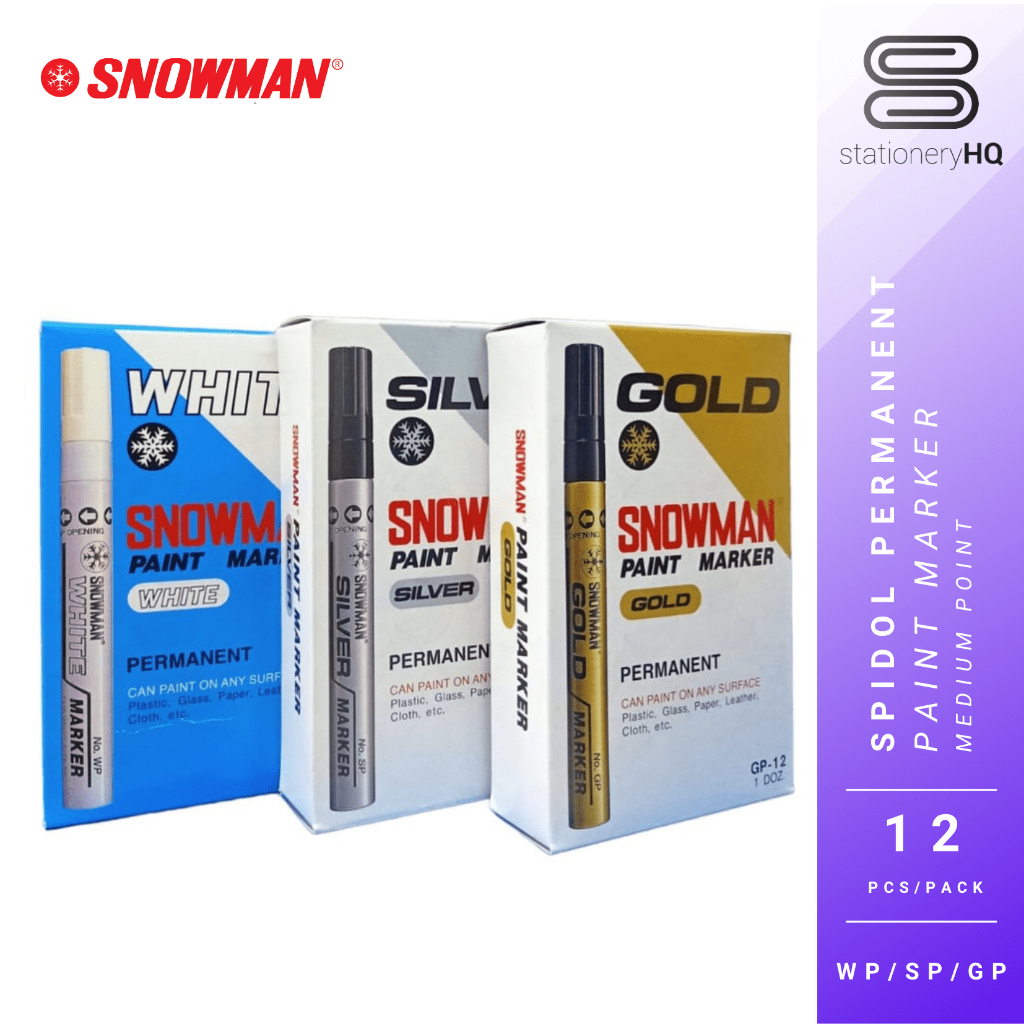 

(12 Pcs) Spidol Paint Marker Snowman Permanent Medium Point GP-12 / SP-12 / WP-12