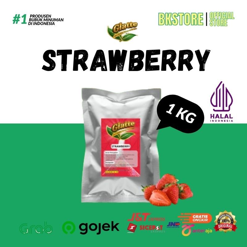 

Bahan Bubuk Minuman Strawberry Bubble Tea Drink Premium Powder / Powder Glatte Strawberry / Bubuk Minuman Rasa Strawberry 1kg / GLATTE adalah Minuman Berkualitas Dengan Rasa Yang Kuat Dan Lezat