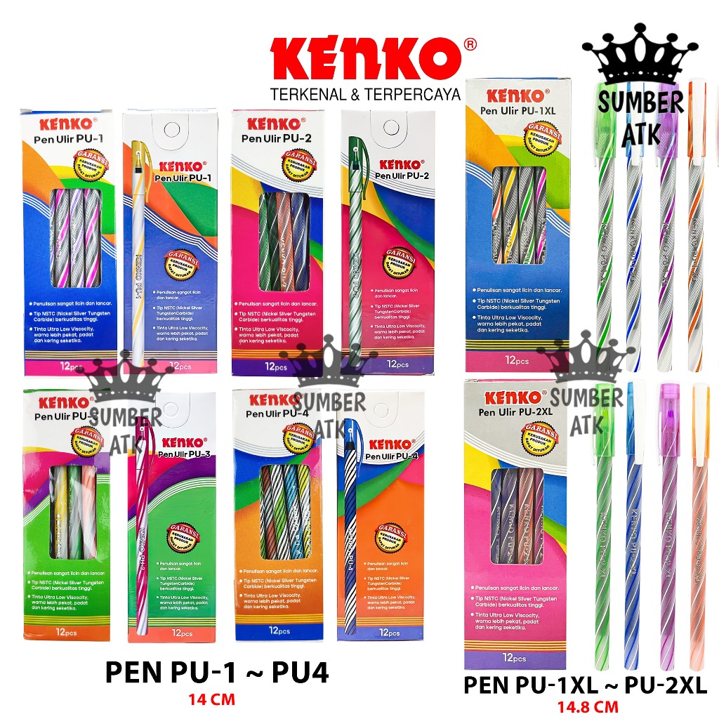 

Ball Pen / Pulpen / Pena KENKO Pen Ulir PU-1 PU-2 PU-3 PU-4 PU-1XL PU-2XL / 1 BOX 12 PCS / 1 Lusin / 0.5 mm