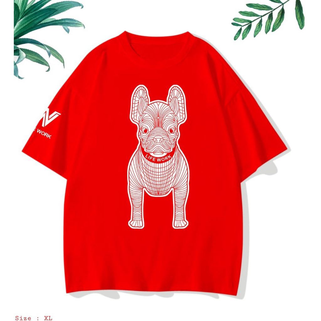 NEW KAOS LIFEWORK MERAH PREMIUM LD 100cm / KAOS WANITA MURAH / KAOS MURAH