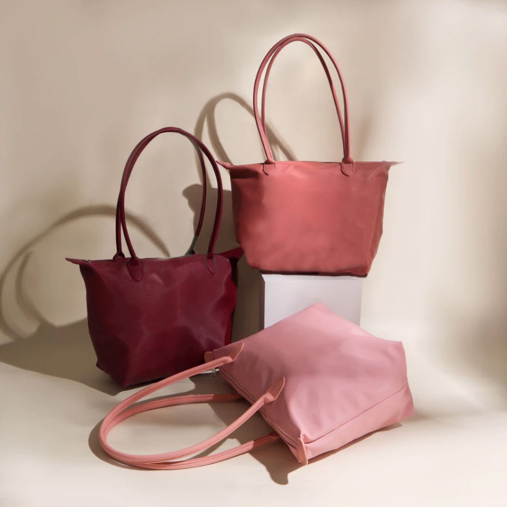Kimmy Tote Bag Tas Jinjing Tas Bahu Tas Kuliah Kantor Wanita Water Splash Hitam Pink Salem Krem Crea