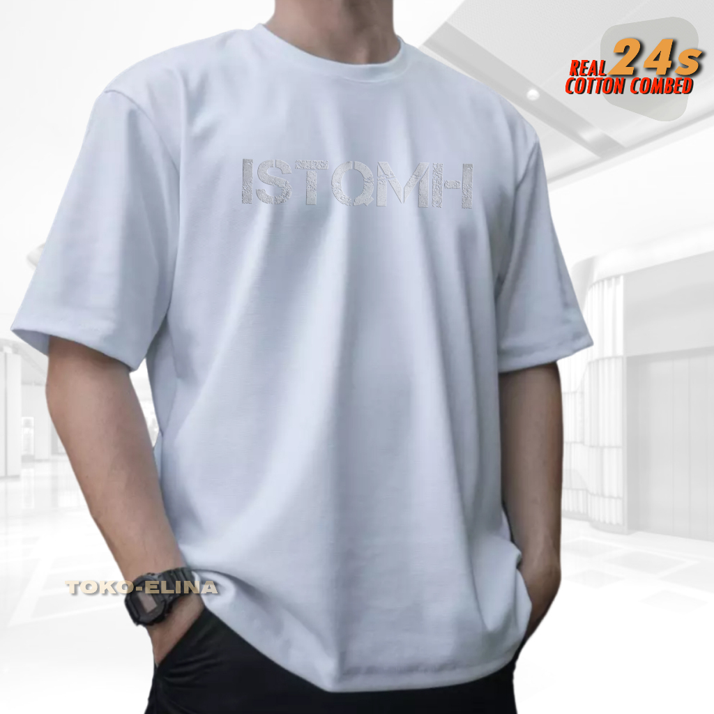 Baju Kaos Kata Kata Dakwah Santri Pria Islami ISTIQOMAH Bahan Cotton Combed 24s Warna Hitam dan Puti