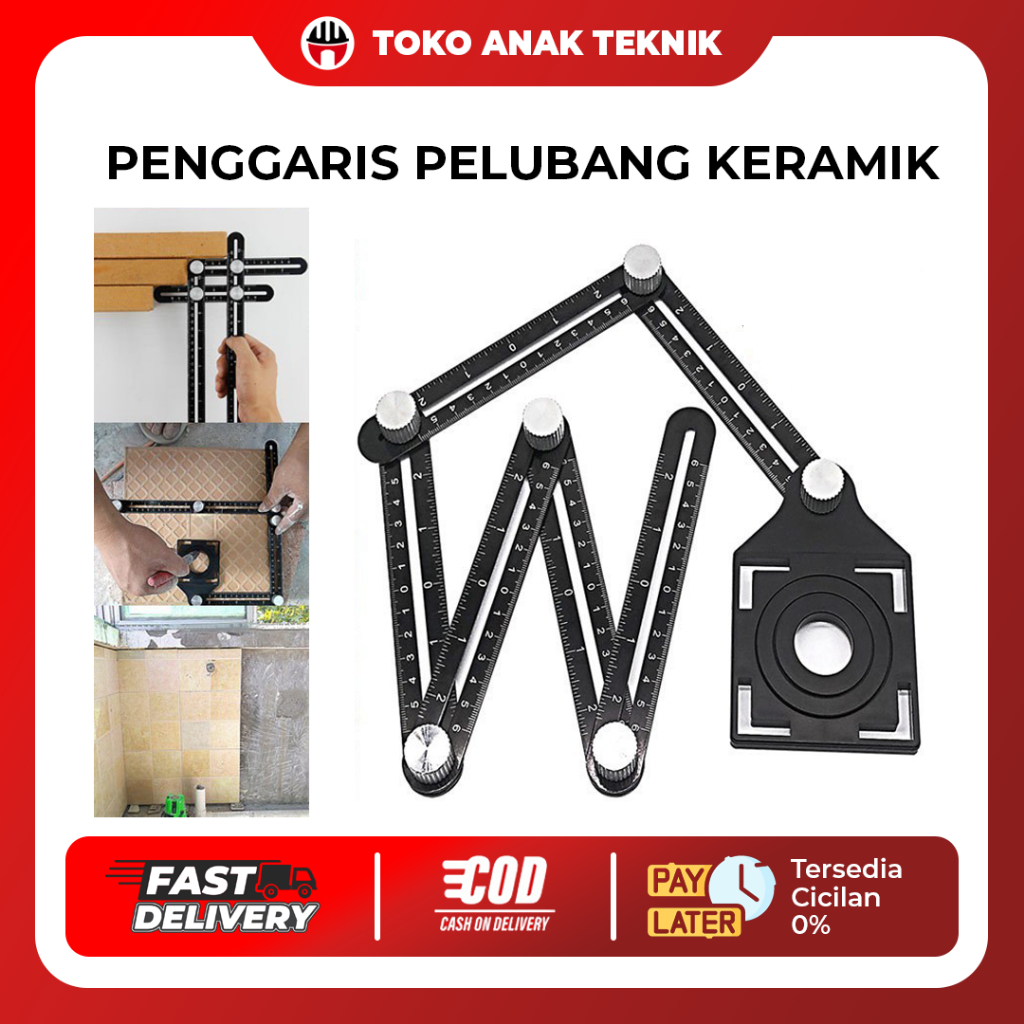 

Penggaris Template Pelubang Keramik Granit Marmer Six Fold Ruler