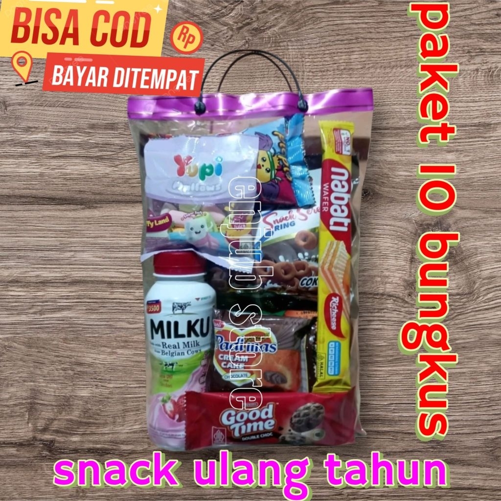 

BELI 30 BONUS 1 PAKET SNACK ULANG TAHUN PRAKTIS ELEGAN 1 BUNGKUS SNACK ULTAH / GOODIE BAK / BINGKISAN ULTAH ( 8 varian) Hadiah