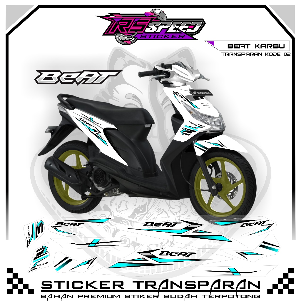 STRIPPING BEAT KARBU 2010 VARIASI STIKER BEAT KARBU 2010 UV TRANSPARAN KODE 02 BAHAN PREMUM
