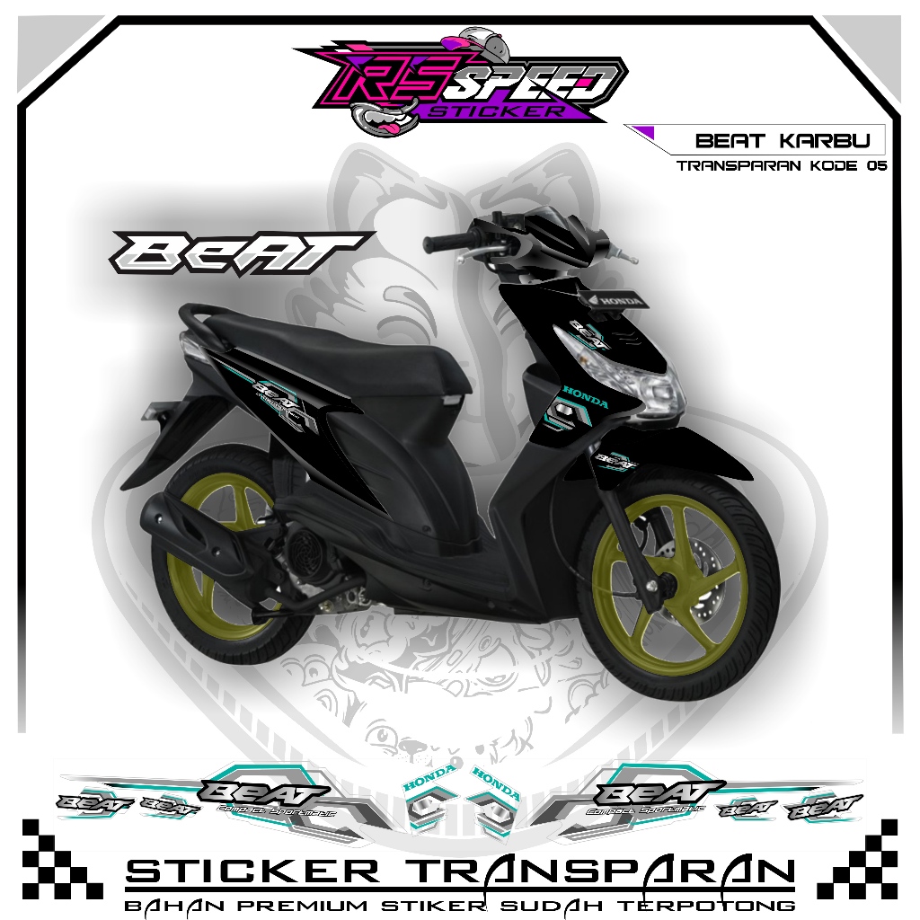 STRIPPING BEAT KARBU 2010 VARIASI STIKER BEAT KARBU 2010 UV TRANSPARAN KODE 05 BAHAN PREMUM