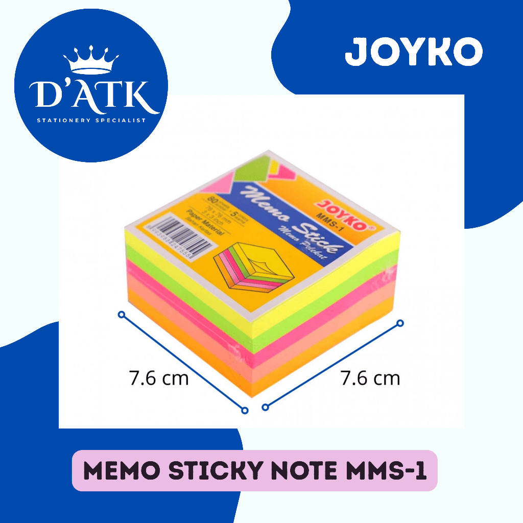 

Kertas Memo Stick Tempel 5 Warna Joyko MMS-1 Mix Color Sticky Note (7.6 X 7.6cm) (400 Lembar)