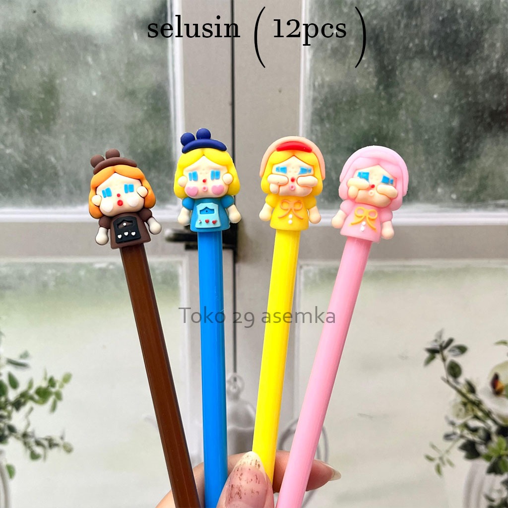 

12PCS SELUSIN PULPEN GEL CRY BABY MOLLY POPMART FULLBODY PGK-1912 ALAT TULIS MURAH PEN KARAKTER