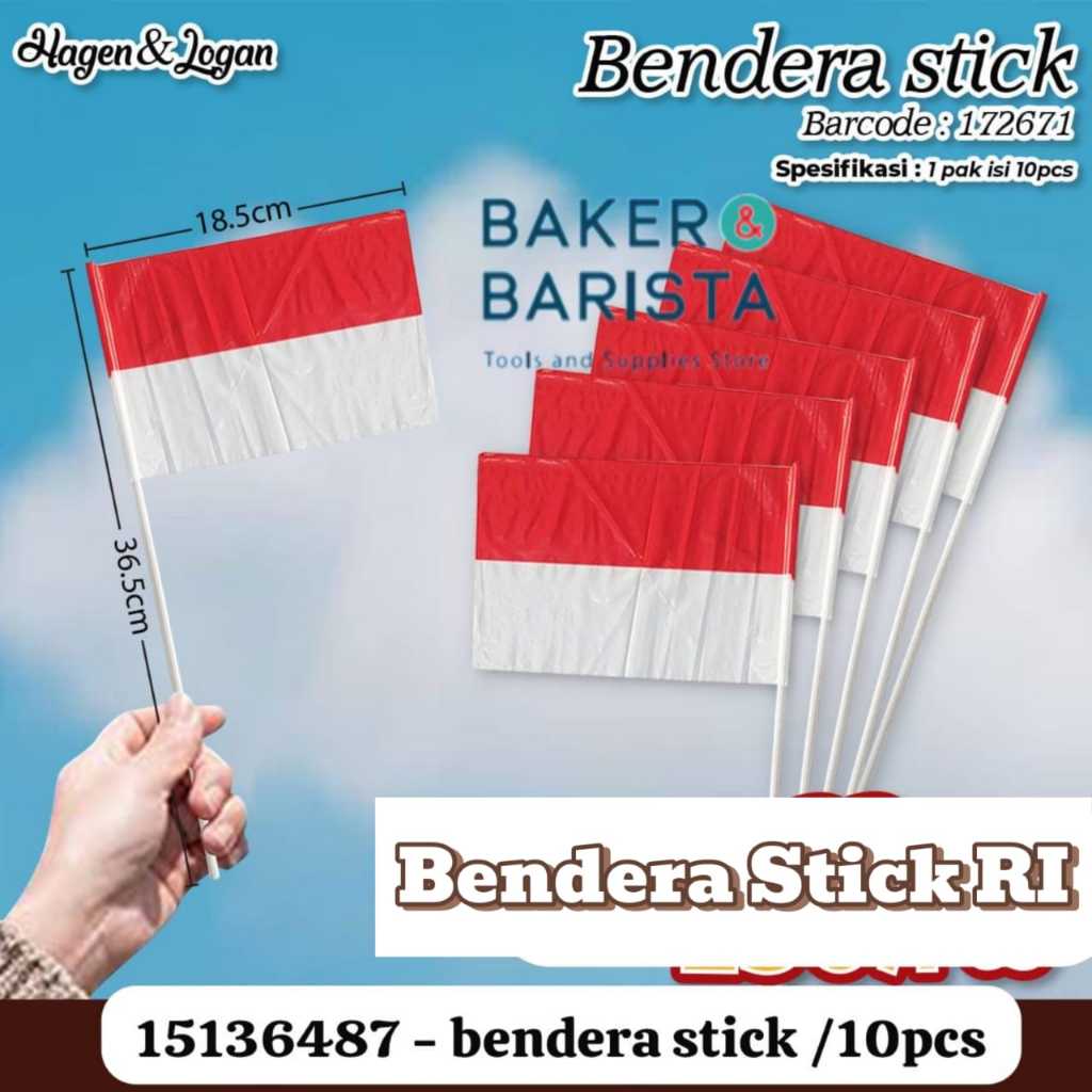 Bendera Stick RI 10pcs Hiasan Bendera Republik Indonesia