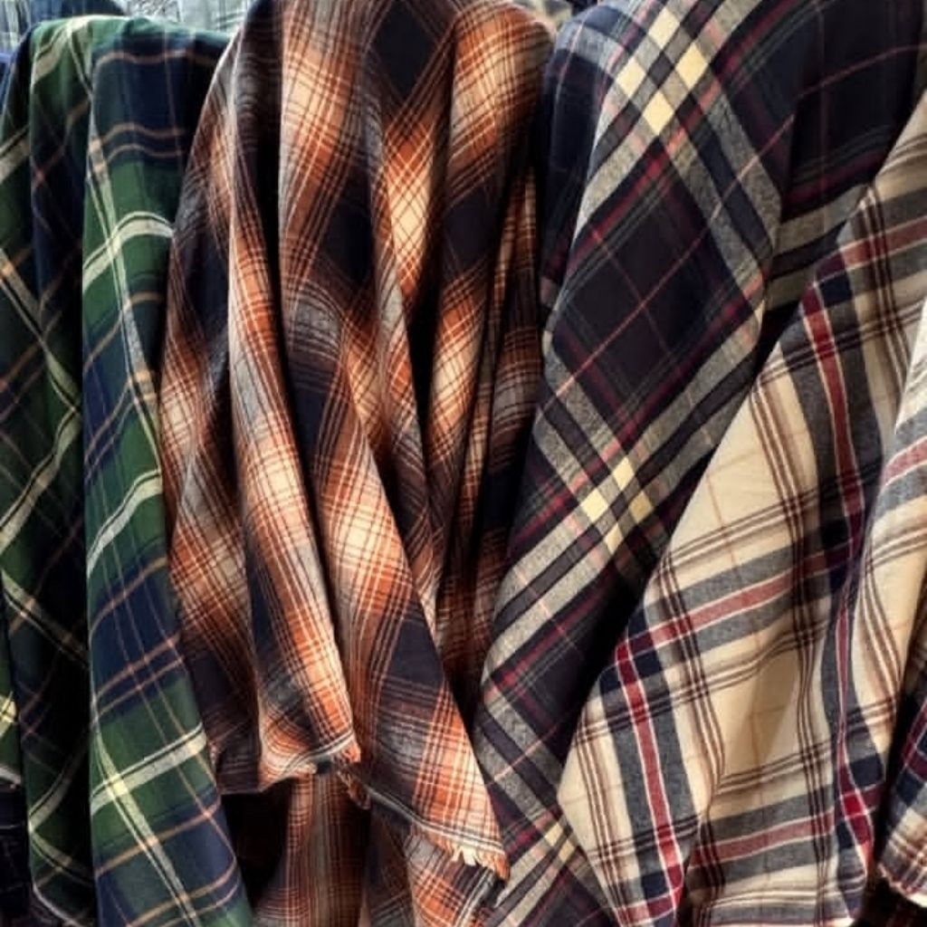 kain katun flanel meteran/kain katun flanel Kotak-kotak/kain katun flanel UNIQLO Harga per 0,5 meter