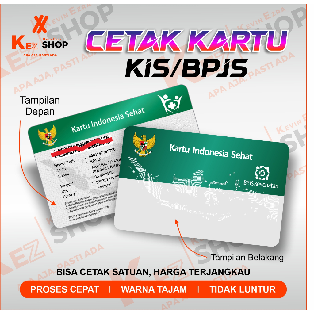 

Cetak kartu Bpjs Bahan Pvc Bonus Plastik Anti Gores Tebal selagi ada stok nya