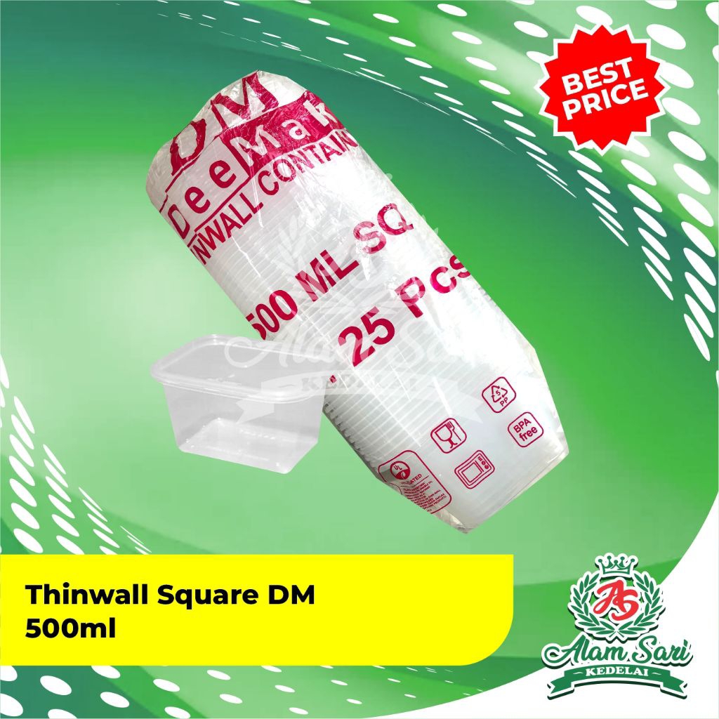 ThinWall DM 500ML Kotak | Wadah makanan 500ML | Wadah Makanan Plastik | Tempat penyimpanan makanan