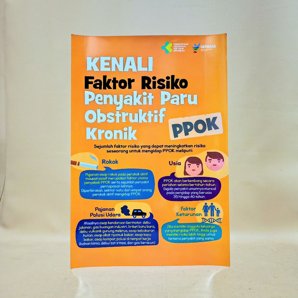 Poster Kesehatan - Poster Faktor Risiko PPOK - Poster PPOK - Poster Paru || Laminasi Glossy