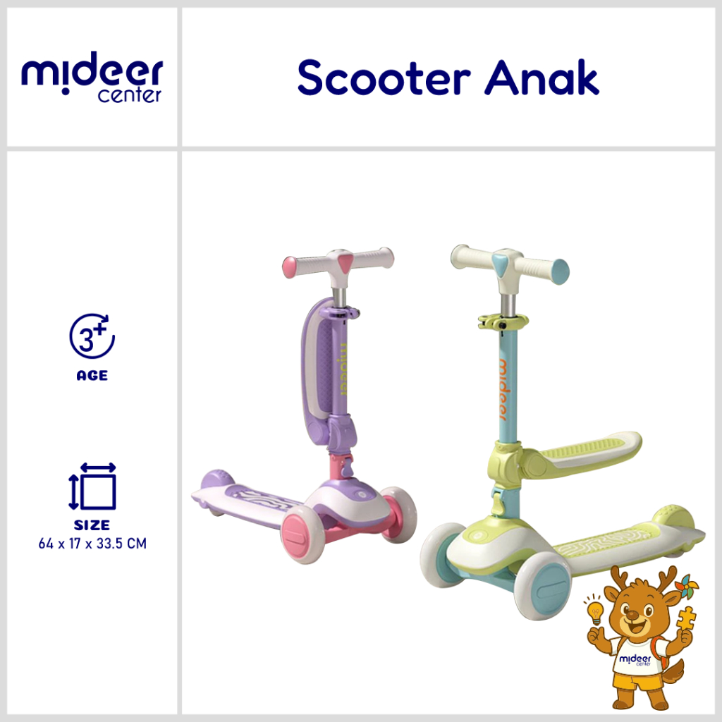Mideer Scooter Anak UMUR 3+ | Kado Mainan Anak Souvenir Goodie Bag Ultah Anak Mainan Skuter Anak Rod