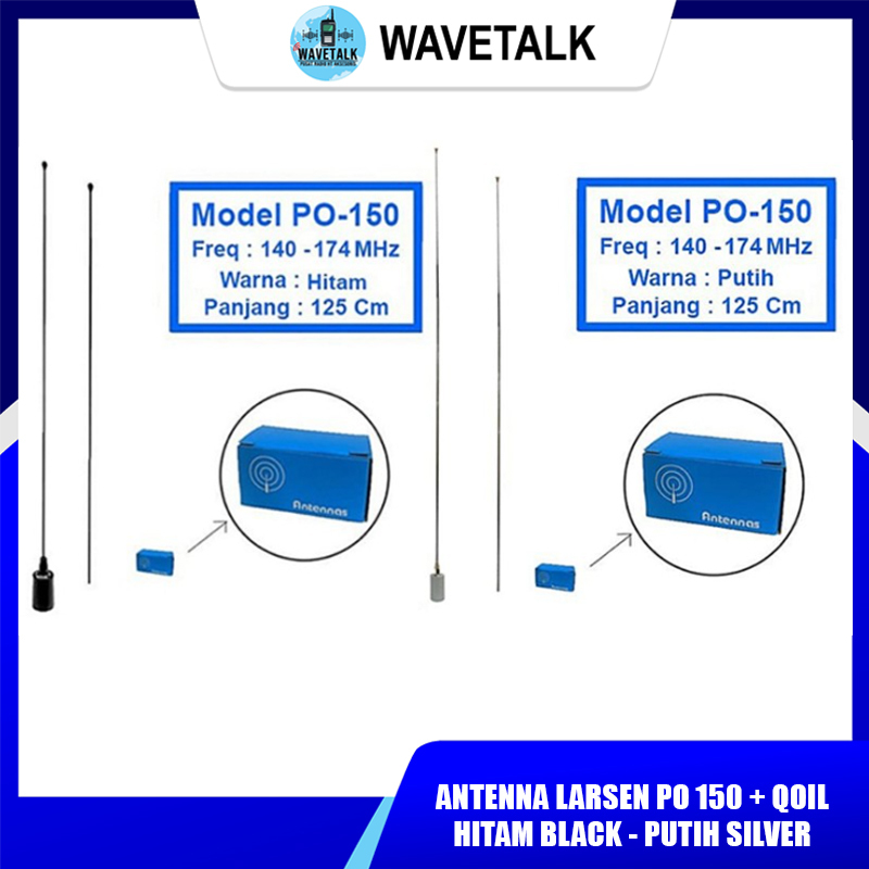 Antena Larsen Po 150 Vhf Singleband Antenna Mobil Pecut Larsen PO-150 PO150 Hitam Putih VHF