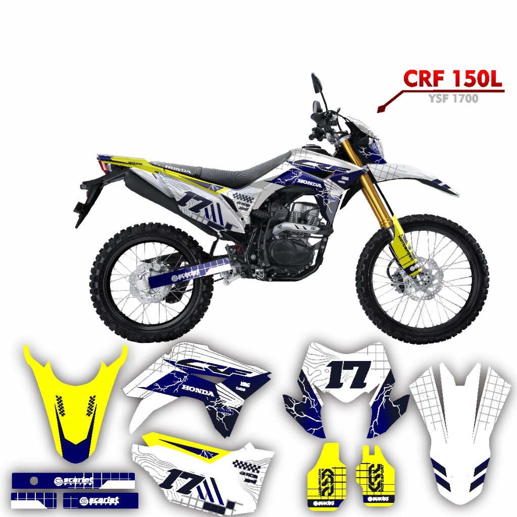 decal crf 150l biru putih