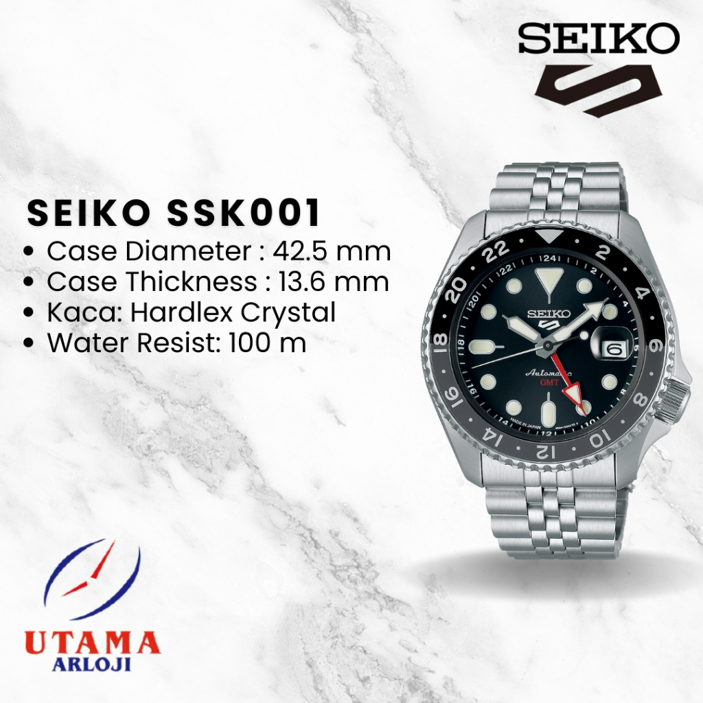 SEIKO 5 Sport GMT SSK001 Jam Tangan Otomatis Pria Black Dial
