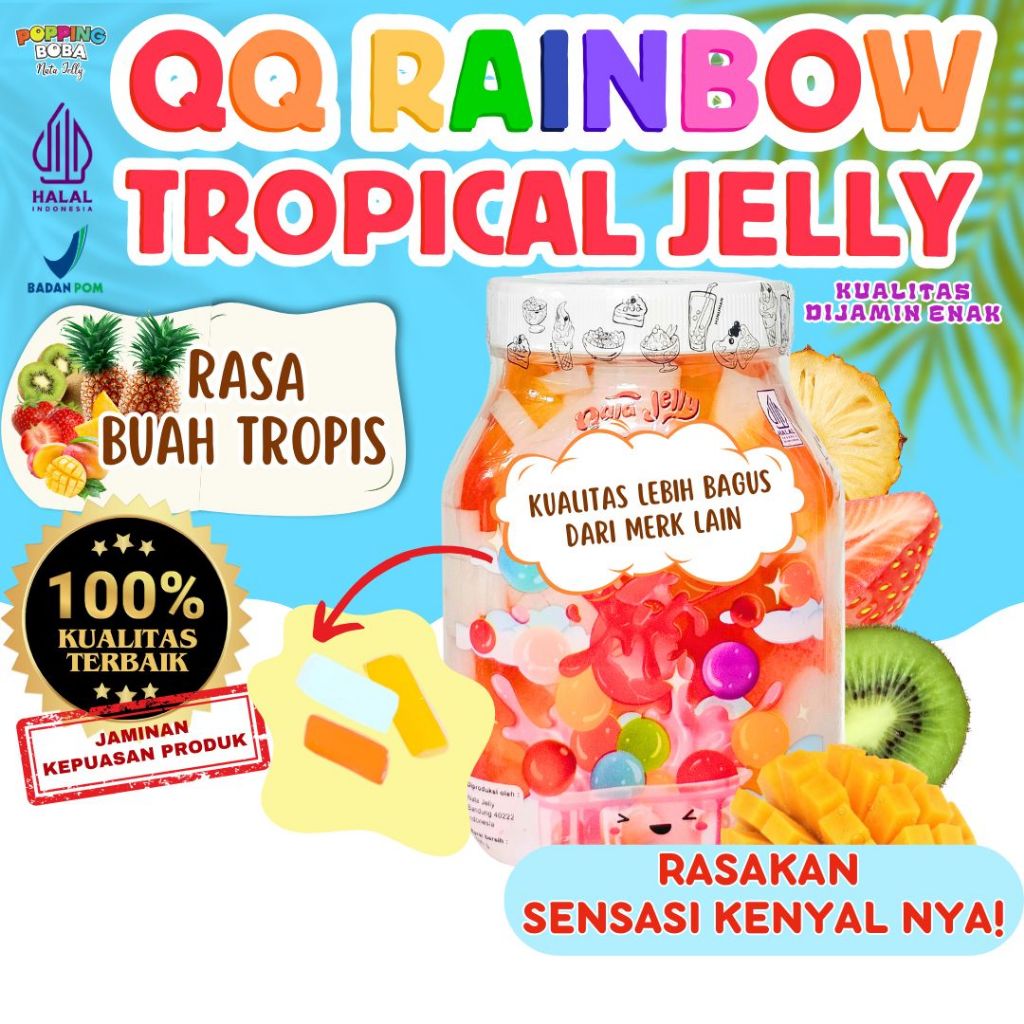 

QQRainbowJellyKonyakuToppingMinumanCocokDengan HAAN Bubuk Es Krim Ice Cream Powder - Tropical Jelly Buah Tropis 500 Gram | Cocok Untuk Semua Jenis Minuman
