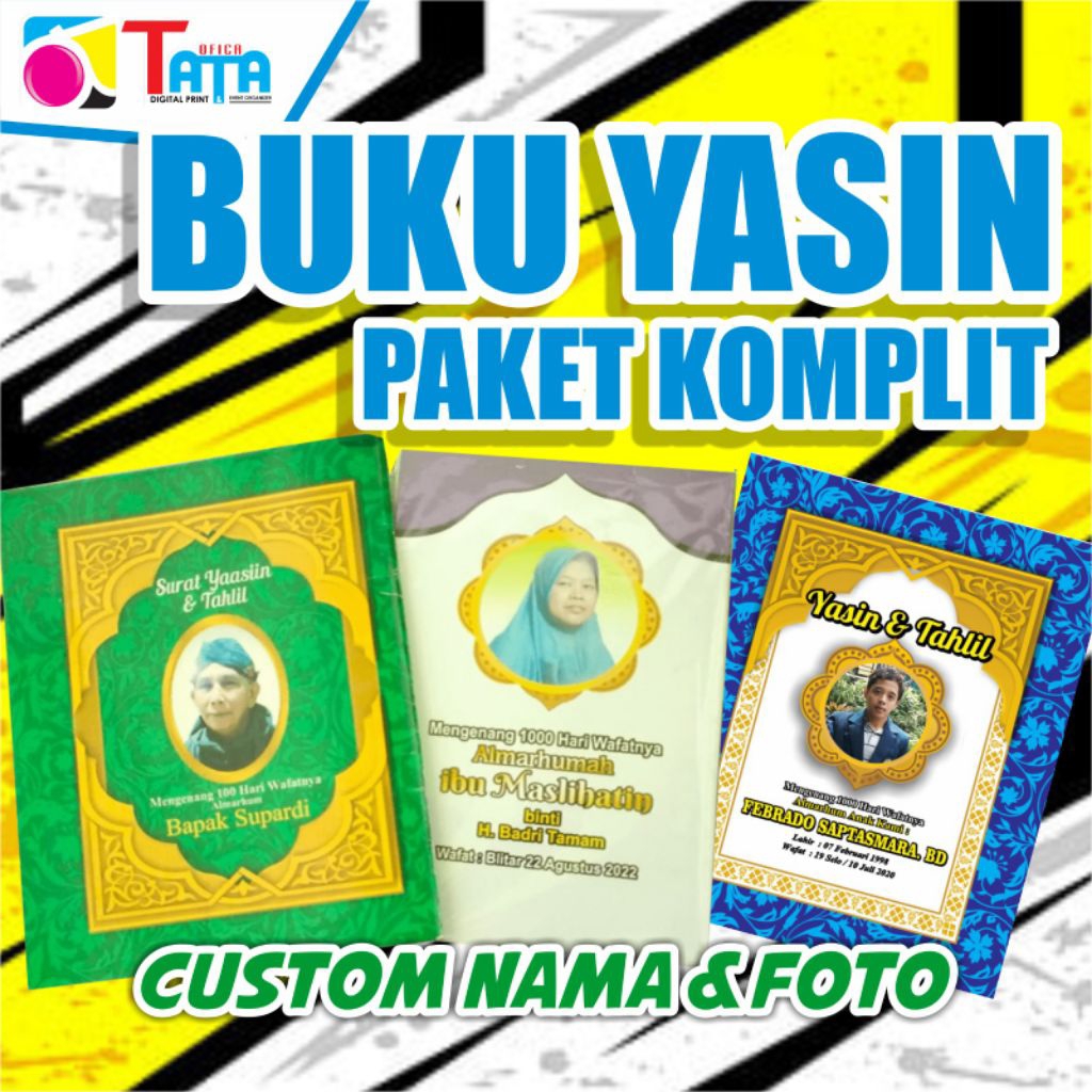 Cetak Buku Yasin Paket Komplit, Custom Nama dan Custom Foto