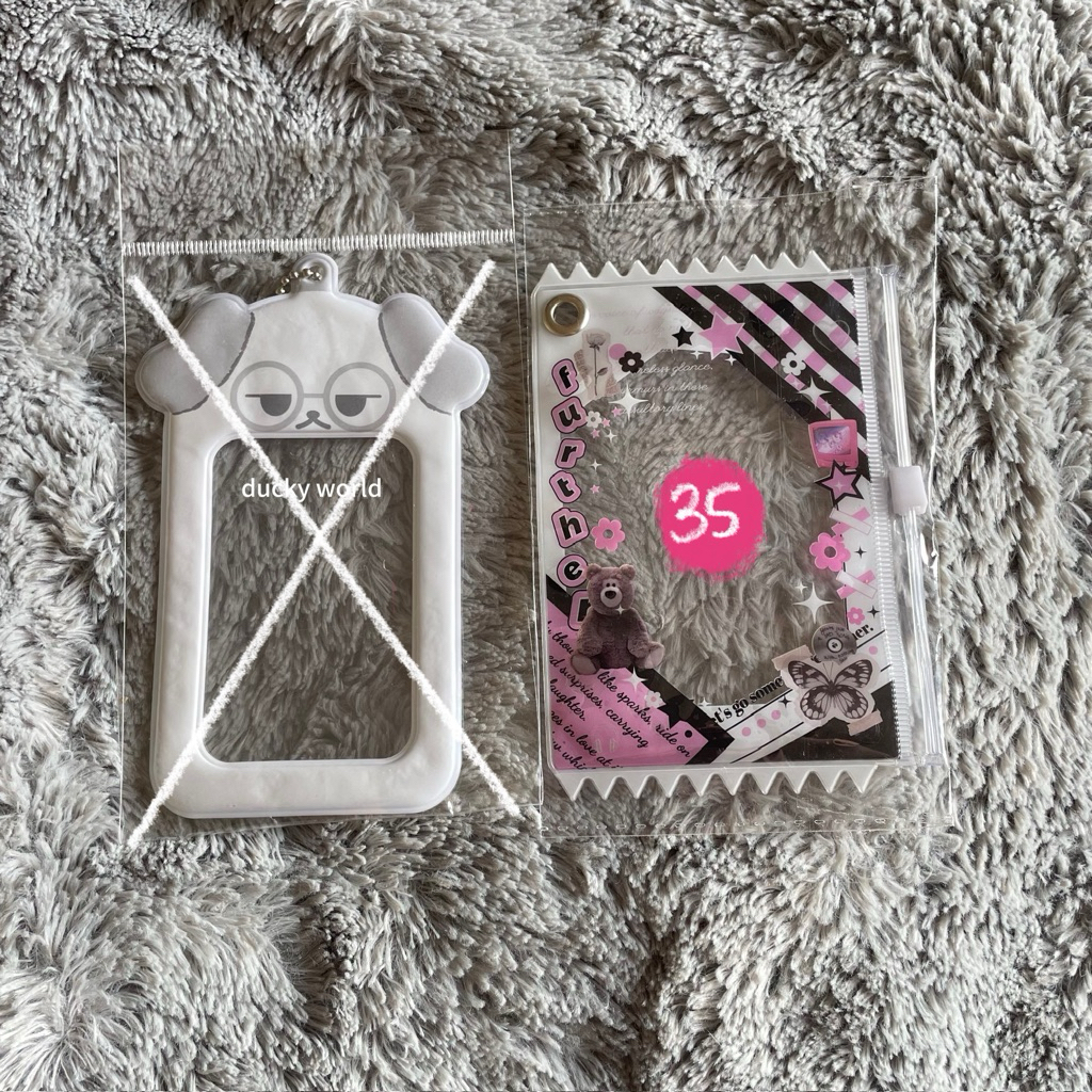 

[ready stock] cahol card photocard holder pvc ziplock pouch ducky world bear puppy pink black white blackpink clear