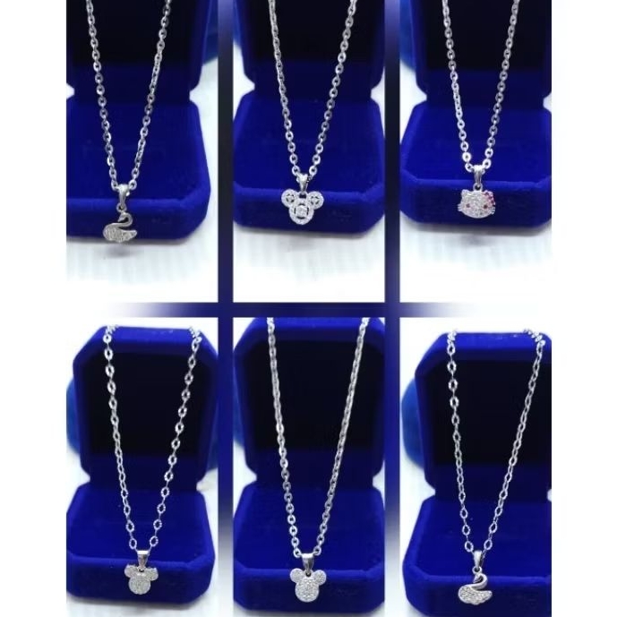 KALUNG ANAK NORI VARIASI LIONTIN,KALUNG PERAK ANAK MODEL KEKINIAN,PERAK ASLI 925 ANTI KARAT