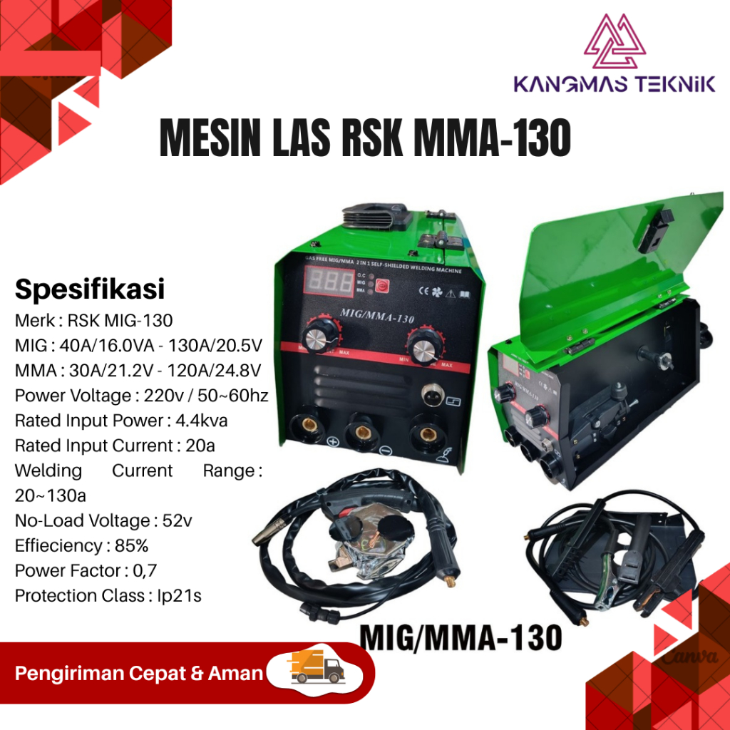 MESIN LAS MIG CO 2 TANPA GAS MIG MULTIFUNGSI LAS MIG TANPA GAS 130A 800watt