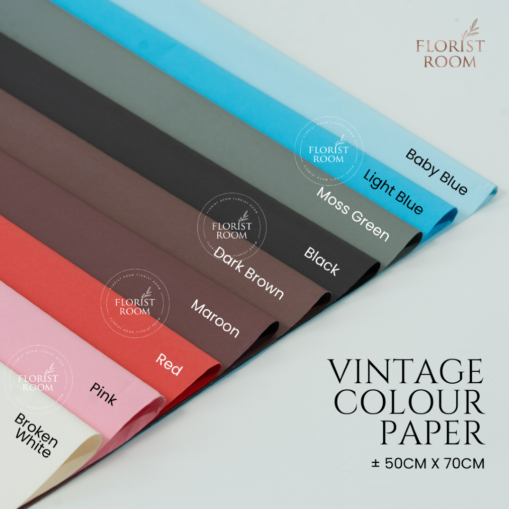 

5 pcs Vintage Colour Paper ±50 cm x 70 cm - Kertas Pembungkus Kado Bunga Bouquet - Kraft Paper - Christmas