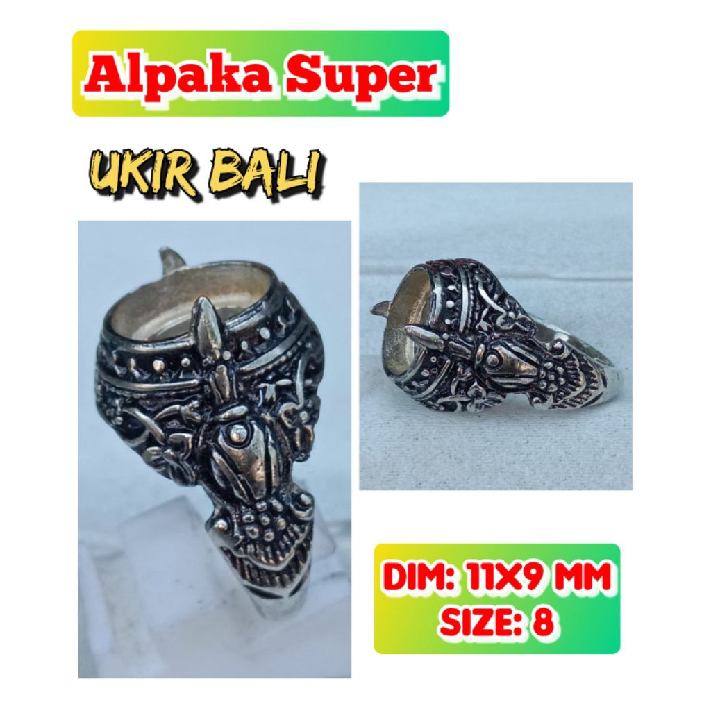 cincin emban batu akik batu permata alpaka super ukir Bali.06