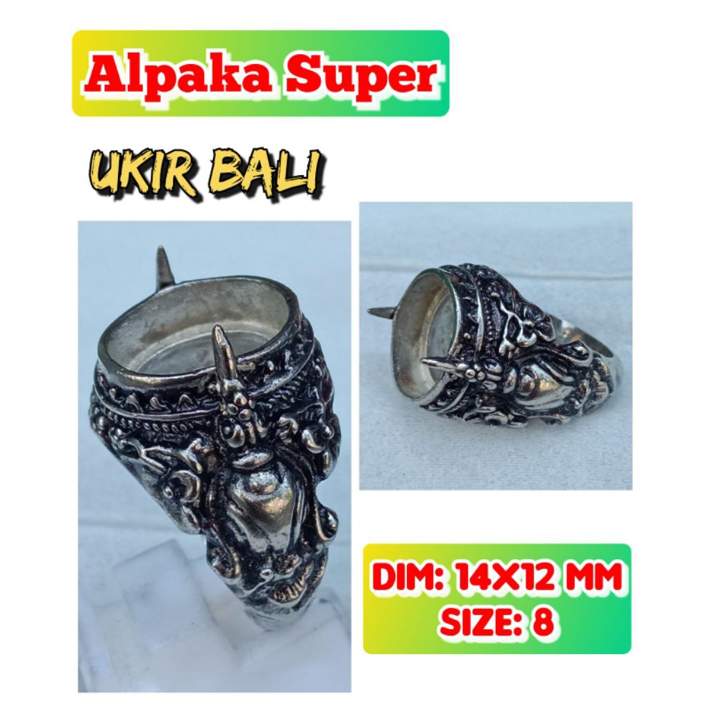 cincin emban batu akik batu permata alpaka super ukir Bali.08